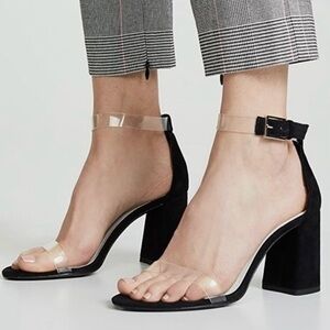 Alice + Olivia Suede Lucite Lillian Black Block Heel Sandal
